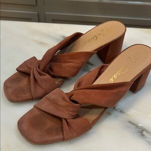Matisse Rust Suede Knotted Block Heel Mules